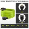 Nilight 50 Amp 25FT RV Locking Extension Cord with Adapter 30Amp to 50Amp 250V Heavy Duty 6/3+8/1 Gauge Pure Copper STW Wire ETL Listed 4 Prong 14-50P SS2-50R 50F/50M Cable Suit for Campers Caravan(30Amp 4Prong Twist Lock Green)