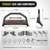 Nilight Bull Bar with Light fits 2003-2008 Honda Pilot, 2006-2015 Honda Ridgeline, 2001-2006 Acura MDX Front Bumper Grille Brush Push Guard with Skid Plate Licence Plate Hole Black(Toyota Tacoma 2024+)