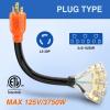 Nilight Dryer Adapter Cord 30 Amp to 30 Amp 3 Prong 125V 3750 Watt Pure Copper Old Dryer Outlet to New Dryer Plug Conversion Heavy Duty 10 Gauge Wire 10-30P to 14-30R 30M/30F(L5-30P to 5-15R/5-20R 3Prong)