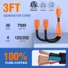 Nilight Dryer Adapter Cord 30 Amp to 30 Amp 3 Prong 125V 3750 Watt Pure Copper Old Dryer Outlet to New Dryer Plug Conversion Heavy Duty 10 Gauge Wire 10-30P to 14-30R 30M/30F(L14-30P to 2 L14-30R)