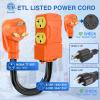 Nilight Dryer Adapter Cord 30 Amp to 30 Amp 3 Prong 125V 3750 Watt Pure Copper Old Dryer Outlet to New Dryer Plug Conversion Heavy Duty 10 Gauge Wire 10-30P to 14-30R 30M/30F(TT-30P to 5-15R/5-20R w/ Circuit Breaker)
