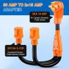 Nilight RV Locking Adapter Cord with Circuit Breaker Overload Protector 15 Amp to 50 Amp Plug 110V Electrical 10 Gauge Wire ETL Listed 5-15P to SS2-50R 15M/50F Weatherproof for RV Camper Caravan Van(50M/15F Y Splitter)