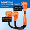 Nilight RV Locking Adapter Cord with Circuit Breaker Overload Protector 15 Amp to 50 Amp Plug 110V Electrical 10 Gauge Wire ETL Listed 5-15P to SS2-50R 15M/50F Weatherproof for RV Camper Caravan Van(30M/50F Y Splitter)