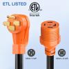 Nilight RV Locking Adapter Cord with Circuit Breaker Overload Protector 15 Amp to 50 Amp Plug 110V Electrical 10 Gauge Wire ETL Listed 5-15P to SS2-50R 15M/50F Weatherproof for RV Camper Caravan Van(14-50P to L14-30R)