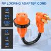 Nilight RV Locking Adapter Cord with Circuit Breaker Overload Protector 15 Amp to 50 Amp Plug 110V Electrical 10 Gauge Wire ETL Listed 5-15P to SS2-50R 15M/50F Weatherproof for RV Camper Caravan Van(50M/30F Locking)