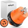 Nilight 30 Amp to 50Amp RV Power Adapter 3 Prong 125/250 Volt Heavy Duty Converter TT-30P to 14-50R 30A Male Plug to 50A Female Receptacle for Camper Caravan Trailer Generator(15A Male to 30A Twist Lock Female)