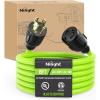 Nilight 50 Amp 25FT RV Locking Extension Cord with Adapter 30Amp to 50Amp 250V Heavy Duty 6/3+8/1 Gauge Pure Copper STW Wire ETL Listed 4 Prong 14-50P SS2-50R 50F/50M Cable Suit for Campers Caravan(30Amp 4Prong Twist Lock Green)
