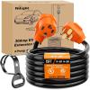 Nilight 50 Amp 25FT RV Locking Extension Cord with Adapter 30Amp to 50Amp 250V Heavy Duty 6/3+8/1 Gauge Pure Copper STW Wire ETL Listed 4 Prong 14-50P SS2-50R 50F/50M Cable Suit for Campers Caravan(4 Prong EV/Dryer Extension Cord)