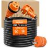 Nilight 50 Amp 25FT RV Locking Extension Cord with Adapter 30Amp to 50Amp 250V Heavy Duty 6/3+8/1 Gauge Pure Copper STW Wire ETL Listed 4 Prong 14-50P SS2-50R 50F/50M Cable Suit for Campers Caravan(30 Amp Locking w/15A Adapter)