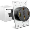 Nilight 50AMP RV EV Power Outlet Box 125/250V NEMA 14-50R Receptacle Heavy Duty Pre-drilled ETL Listed Enclosed Lockable Box Waterproof for Camper Caravan Motorhome Van(50A Outlet Panel)