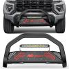 Nilight Bull Bar with Light fits 2003-2008 Honda Pilot, 2006-2015 Honda Ridgeline, 2001-2006 Acura MDX Front Bumper Grille Brush Push Guard with Skid Plate Licence Plate Hole Black(Chevy Colorado/GMC Canyon 2015-2022)