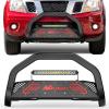 Nilight Bull Bar with Light fits 2003-2008 Honda Pilot, 2006-2015 Honda Ridgeline, 2001-2006 Acura MDX Front Bumper Grille Brush Push Guard with Skid Plate Licence Plate Hole Black(Nissan Frontier 2005-2021)