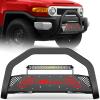 Nilight Bull Bar with Light fits 2003-2008 Honda Pilot, 2006-2015 Honda Ridgeline, 2001-2006 Acura MDX Front Bumper Grille Brush Push Guard with Skid Plate Licence Plate Hole Black(Toyota Fj Cruizer 2007-2014)