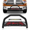 Nilight Bull Bar with Light fits 2003-2008 Honda Pilot, 2006-2015 Honda Ridgeline, 2001-2006 Acura MDX Front Bumper Grille Brush Push Guard with Skid Plate Licence Plate Hole Black(Dodge Ram 2009-2018)