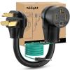Nilight RV Locking Adapter Cord with Circuit Breaker Overload Protector 15 Amp to 50 Amp Plug 110V Electrical 10 Gauge Wire ETL Listed 5-15P to SS2-50R 15M/50F Weatherproof for RV Camper Caravan Van(10-30P to 14-30R w/Ground Wire Black)