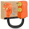 Nilight RV Locking Adapter Cord with Circuit Breaker Overload Protector 15 Amp to 50 Amp Plug 110V Electrical 10 Gauge Wire ETL Listed 5-15P to SS2-50R 15M/50F Weatherproof for RV Camper Caravan Van(TT-30P to 5-15R/5-20R w/ Circuit Breaker)