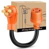 Nilight RV Locking Adapter Cord with Circuit Breaker Overload Protector 15 Amp to 50 Amp Plug 110V Electrical 10 Gauge Wire ETL Listed 5-15P to SS2-50R 15M/50F Weatherproof for RV Camper Caravan Van(14-50P to L14-30R)