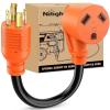 Nilight RV Locking Adapter Cord with Circuit Breaker Overload Protector 15 Amp to 50 Amp Plug 110V Electrical 10 Gauge Wire ETL Listed 5-15P to SS2-50R 15M/50F Weatherproof for RV Camper Caravan Van(30M Locking 4Pin/30F)