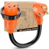 Nilight RV Locking Adapter Cord with Circuit Breaker Overload Protector 15 Amp to 50 Amp Plug 110V Electrical 10 Gauge Wire ETL Listed 5-15P to SS2-50R 15M/50F Weatherproof for RV Camper Caravan Van(30M/30F Locking)