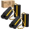 Nilight Wheel Chocks RV Car Heavy Duty Rubber Tire Chock Blocks Stopper Yellow Reflective Strips Stabilizer 4 Pack with Rope for RVs Cars Travel Trailers Campers Trucks Motorcycle Accessories Parking(4 Pack Wheel Chocks)