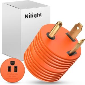 Nilight 30 Amp to 50Amp RV Power Adapter 3 Prong 125/250 Volt Heavy Duty Converter TT-30P to 14-50R 30A Male Plug to 50A Female Receptacle for Camper Caravan Trailer Generator(30Amp Male to 15Amp Female)
