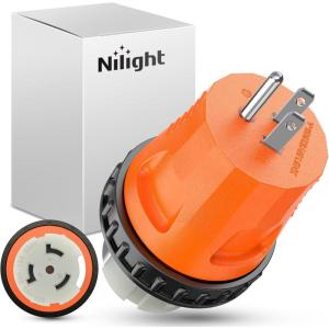Nilight 30 Amp to 50Amp RV Power Adapter 3 Prong 125/250 Volt Heavy Duty Converter TT-30P to 14-50R 30A Male Plug to 50A Female Receptacle for Camper Caravan Trailer Generator(15A Male to 50A Twist Lock Female)