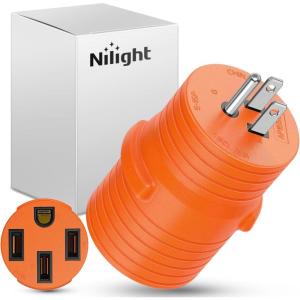 Nilight 30 Amp to 50Amp RV Power Adapter 3 Prong 125/250 Volt Heavy Duty Converter TT-30P to 14-50R 30A Male Plug to 50A Female Receptacle for Camper Caravan Trailer Generator(15Amp Male to 50Amp Female)