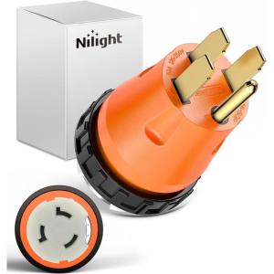 Nilight 30 Amp to 50Amp RV Power Adapter 3 Prong 125/250 Volt Heavy Duty Converter TT-30P to 14-50R 30A Male Plug to 50A Female Receptacle for Camper Caravan Trailer Generator(50A Male to 50A Twist Lock Female)