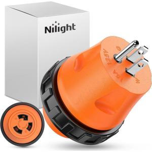 Nilight 30 Amp to 50Amp RV Power Adapter 3 Prong 125/250 Volt Heavy Duty Converter TT-30P to 14-50R 30A Male Plug to 50A Female Receptacle for Camper Caravan Trailer Generator(15A Male to 30A Twist Lock Female)