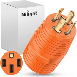 Nilight 30 Amp to 50Amp RV Power Adapter 3 Prong 125/250 Volt Heavy Duty Converter TT-30P to 14-50R 30A Male Plug to 50A Female Receptacle for Camper Caravan Trailer Generator(30A Male Twist Lock to 50A Female)