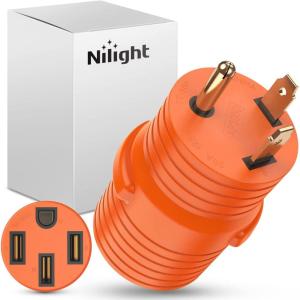 Nilight 30 Amp to 50Amp RV Power Adapter 3 Prong 125/250 Volt Heavy Duty Converter TT-30P to 14-50R 30A Male Plug to 50A Female Receptacle for Camper Caravan Trailer Generator(30Amp Male to 50Amp Female)