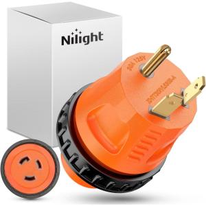 Nilight 30 Amp to 50Amp RV Power Adapter 3 Prong 125/250 Volt Heavy Duty Converter TT-30P to 14-50R 30A Male Plug to 50A Female Receptacle for Camper Caravan Trailer Generator(30A Male to 30A Twist Lock Female)