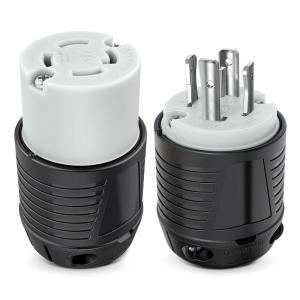 Nilight 50 AMP RV Shore Power Inlet 125/250V Twist Lock Receptacle NEMA SS2-50P ETL Listed Enclosed Lockable Flanged Male Plug for RVs Camper Caravan Motorhome Van(30A 4Prong Locking Set)