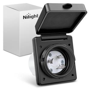 Nilight 50 AMP RV Shore Power Inlet 125/250V Twist Lock Receptacle NEMA SS2-50P ETL Listed Enclosed Lockable Flanged Male Plug for RVs Camper Caravan Motorhome Van(30A Inlet Receptacle)