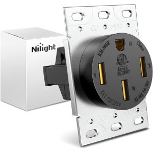 Nilight 50AMP RV EV Power Outlet Box 125/250V NEMA 14-50R Receptacle Heavy Duty Pre-drilled ETL Listed Enclosed Lockable Box Waterproof for Camper Caravan Motorhome Van(50A Outlet Panel)