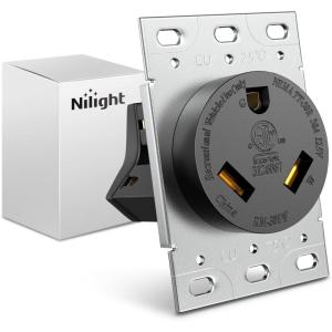 Nilight 50AMP RV EV Power Outlet Box 125/250V NEMA 14-50R Receptacle Heavy Duty Pre-drilled ETL Listed Enclosed Lockable Box Waterproof for Camper Caravan Motorhome Van(30A Outlet Panel)