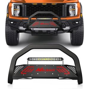 Nilight Bull Bar with Light fits 2003-2008 Honda Pilot, 2006-2015 Honda Ridgeline, 2001-2006 Acura MDX Front Bumper Grille Brush Push Guard with Skid Plate Licence Plate Hole Black(Ford F150 2004-2023)