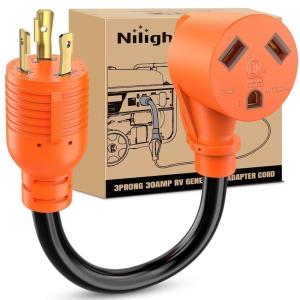 Nilight Dryer Adapter Cord 30 Amp to 30 Amp 3 Prong 125V 3750 Watt Pure Copper Old Dryer Outlet to New Dryer Plug Conversion Heavy Duty 10 Gauge Wire 10-30P to 14-30R 30M/30F(30M Locking 3Pin/30F)
