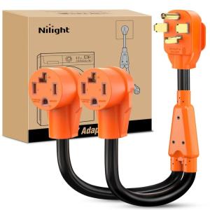 Nilight Dryer Adapter Cord 30 Amp to 30 Amp 3 Prong 125V 3750 Watt Pure Copper Old Dryer Outlet to New Dryer Plug Conversion Heavy Duty 10 Gauge Wire 10-30P to 14-30R 30M/30F(14-30P/14-30R Y Splitter)
