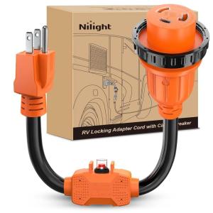 Nilight Dryer Adapter Cord 30 Amp to 30 Amp 3 Prong 125V 3750 Watt Pure Copper Old Dryer Outlet to New Dryer Plug Conversion Heavy Duty 10 Gauge Wire 10-30P to 14-30R 30M/30F(15M/30F Locking w/ Circuit Breaker)