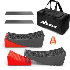 Nilight RV Leveler – 2 Pack Camper Leveling Blocks Ramp Support Dual Axles, Up to 35,000lbs, Fast RV Accessories Leveling System for Travel Trailer, Motorhome – Yellow(Red+Gray)