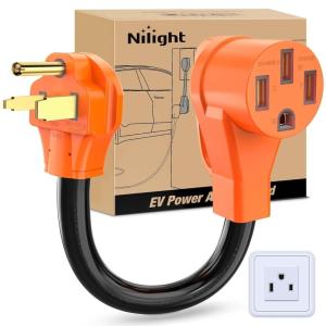 Nilight RV Locking Adapter Cord with Circuit Breaker Overload Protector 15 Amp to 50 Amp Plug 110V Electrical 10 Gauge Wire ETL Listed 5-15P to SS2-50R 15M/50F Weatherproof for RV Camper Caravan Van(Welder plug to EV)