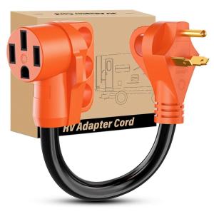 Nilight RV Locking Adapter Cord with Circuit Breaker Overload Protector 15 Amp to 50 Amp Plug 110V Electrical 10 Gauge Wire ETL Listed 5-15P to SS2-50R 15M/50F Weatherproof for RV Camper Caravan Van(30M/50F)