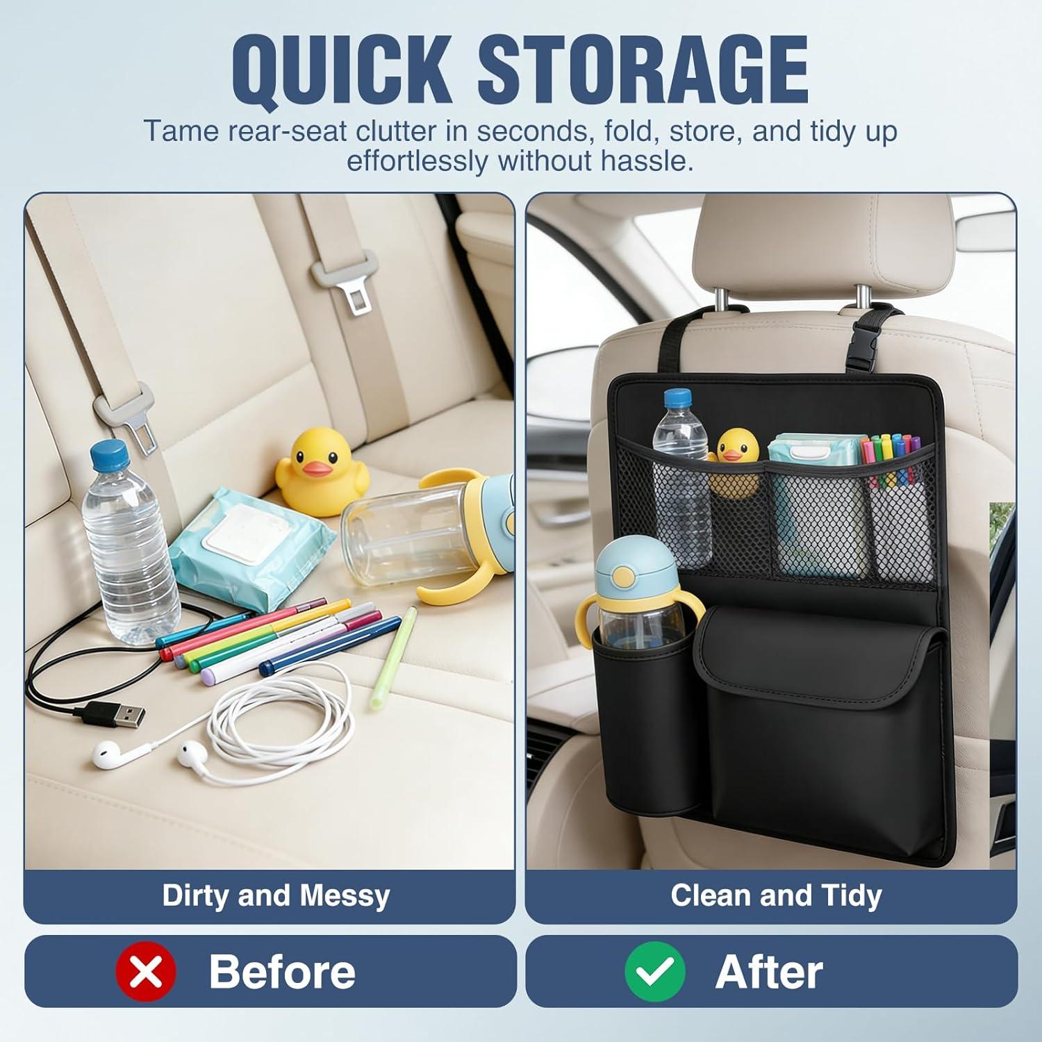 image:imageNilight Car Seat Back Organizer 1PCS Hanging PU Leather with Multi Pockets Foldable Trunk Storage Bag Scratch Resistant Waterproof Universal for Car Van SUV MPV Pickup Truck