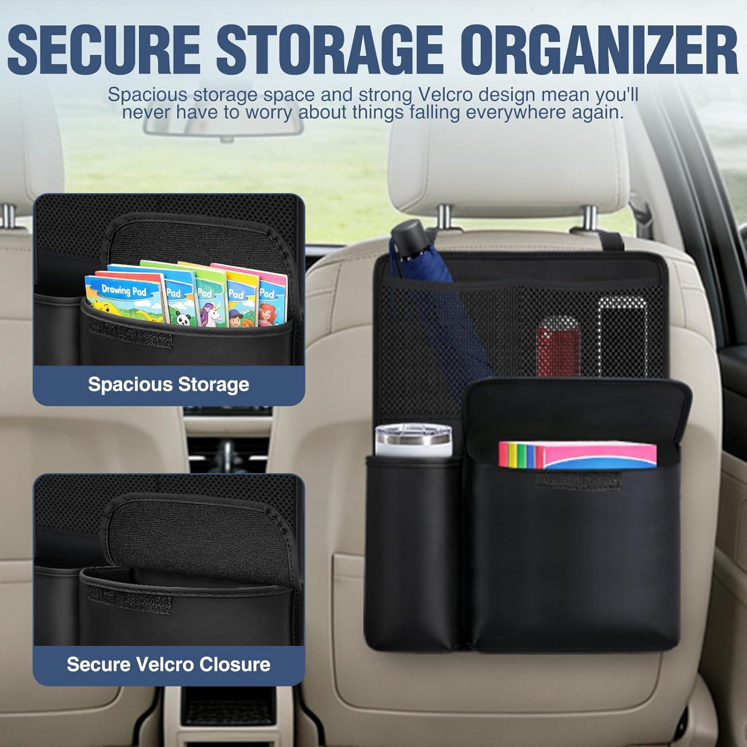 image:imageNilight Car Seat Back Organizer 1PCS Hanging PU Leather with Multi Pockets Foldable Trunk Storage Bag Scratch Resistant Waterproof Universal for Car Van SUV MPV Pickup Truck