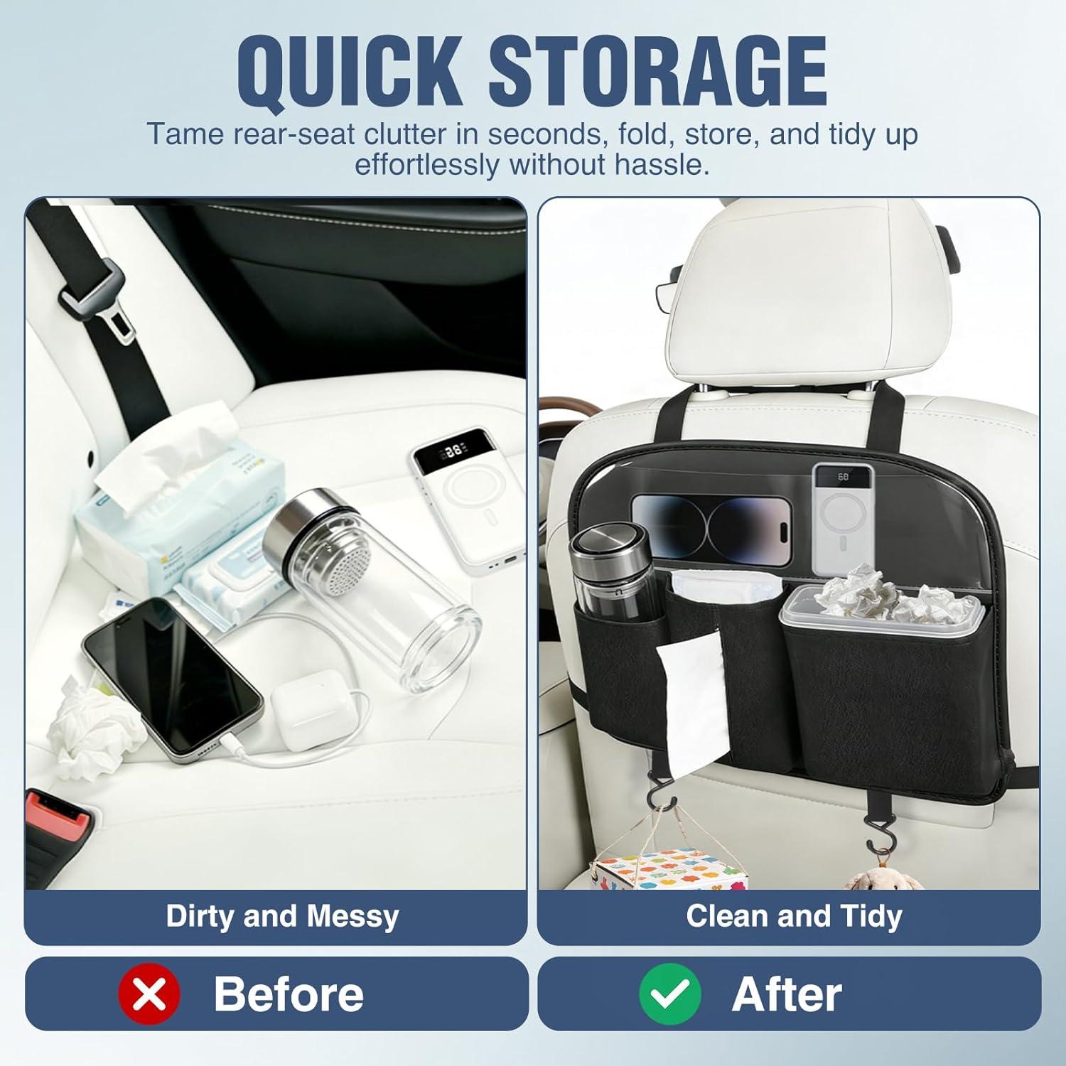 image:imageNilight Car Seat Back Organizer 1PCS Hanging PU Leather with Removable Inner Bucket Tissue Box Storage Bag Mesh Pockets Waterproof Universal for Car Van SUV MPV Pickup Truck