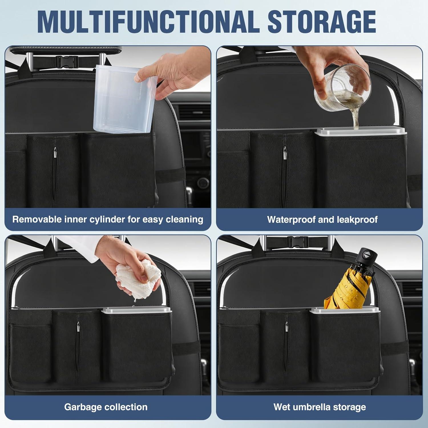 image:imageNilight Car Seat Back Organizer 1PCS Hanging PU Leather with Removable Inner Bucket Tissue Box Storage Bag Mesh Pockets Waterproof Universal for Car Van SUV MPV Pickup Truck