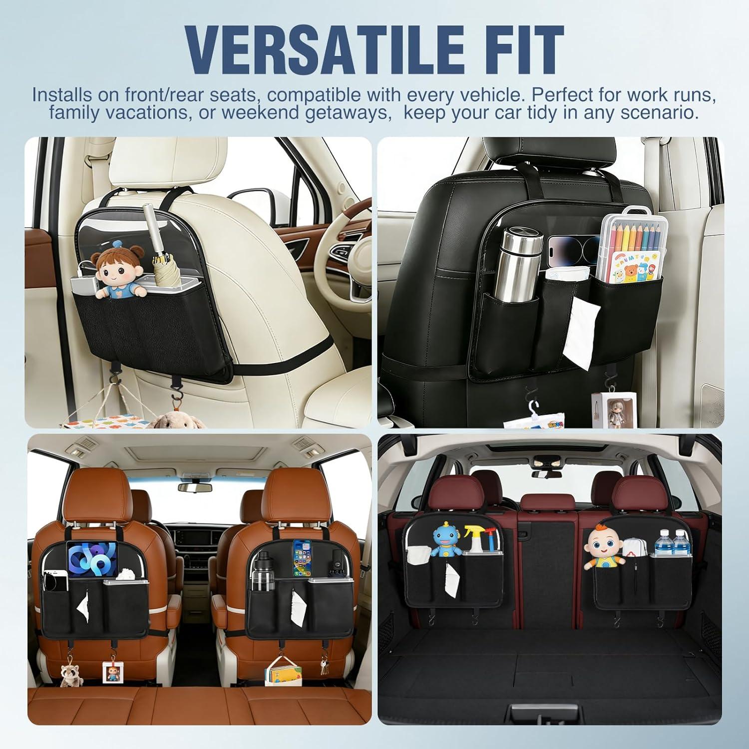 image:imageNilight Car Seat Back Organizer 2PCS Hanging PU Leather with Removable Inner Bucket Tissue Box Storage Bag Mesh Pockets Waterproof Universal for Car Van SUV MPV Pickup Truck