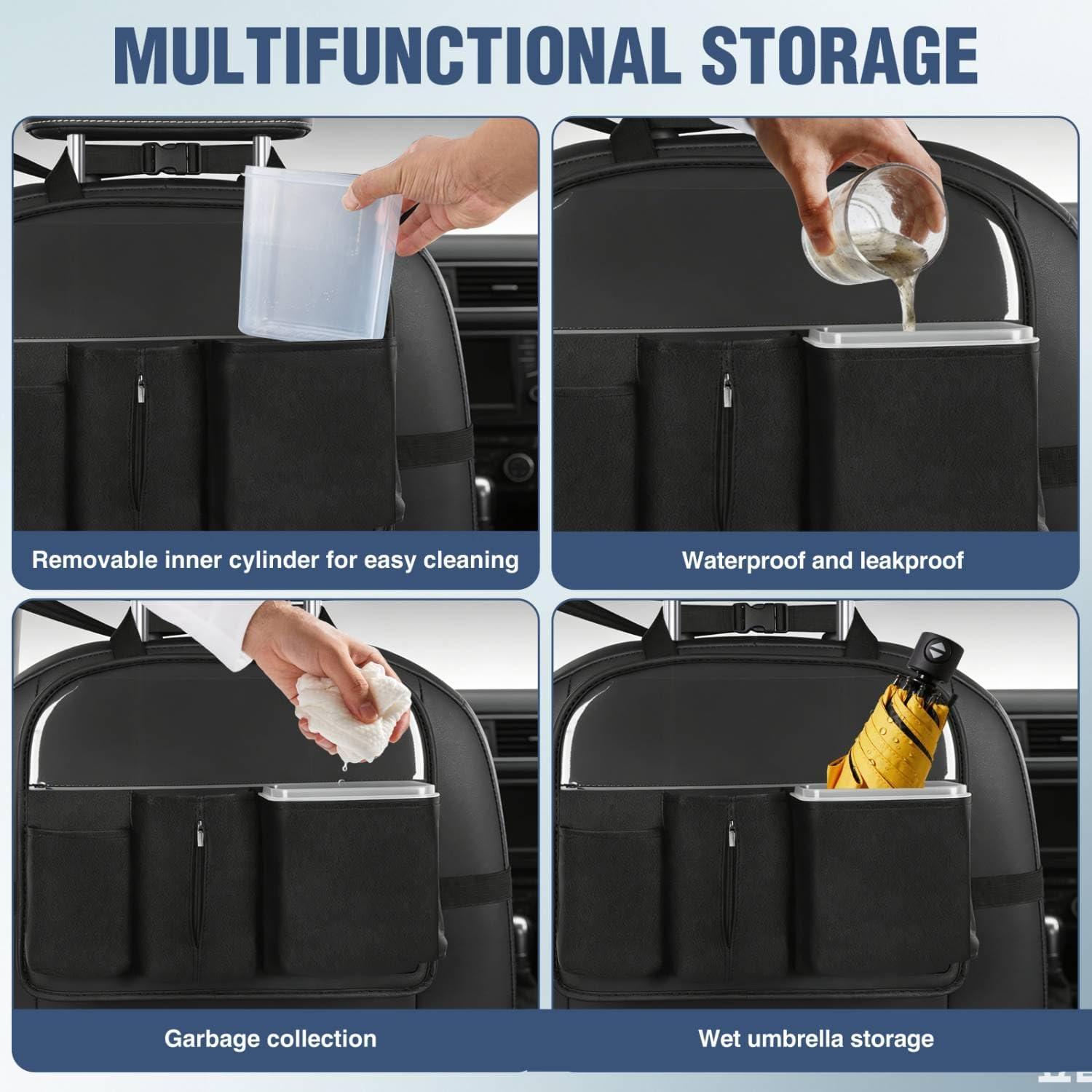 image:imageNilight Car Seat Back Organizer 2PCS Hanging PU Leather with Removable Inner Bucket Tissue Box Storage Bag Mesh Pockets Waterproof Universal for Car Van SUV MPV Pickup Truck