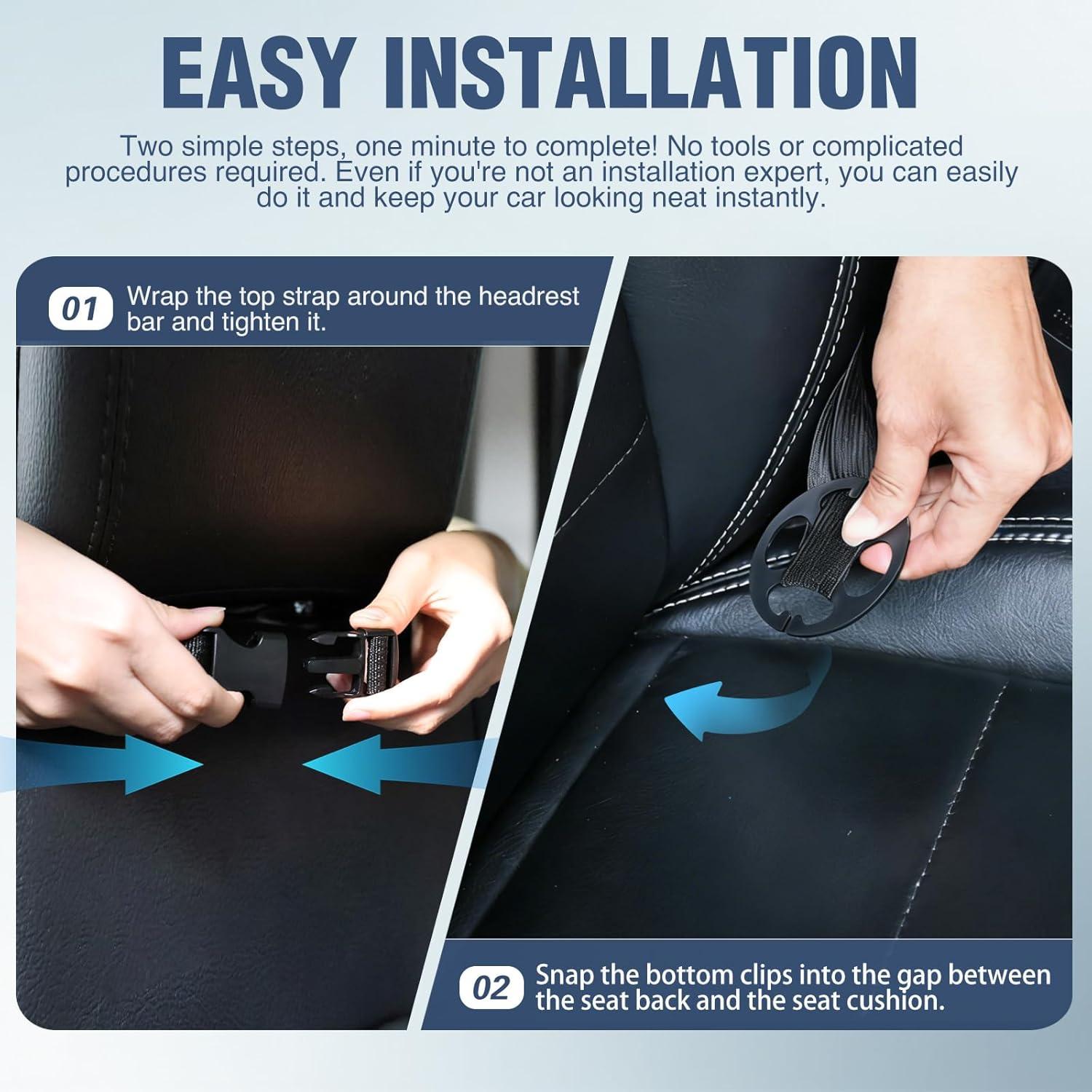 image:imageNilight Car Seat Back Organizer 2PCS Hanging PU Leather with Removable Inner Bucket Tissue Box Storage Bag Mesh Pockets Waterproof Universal for Car Van SUV MPV Pickup Truck